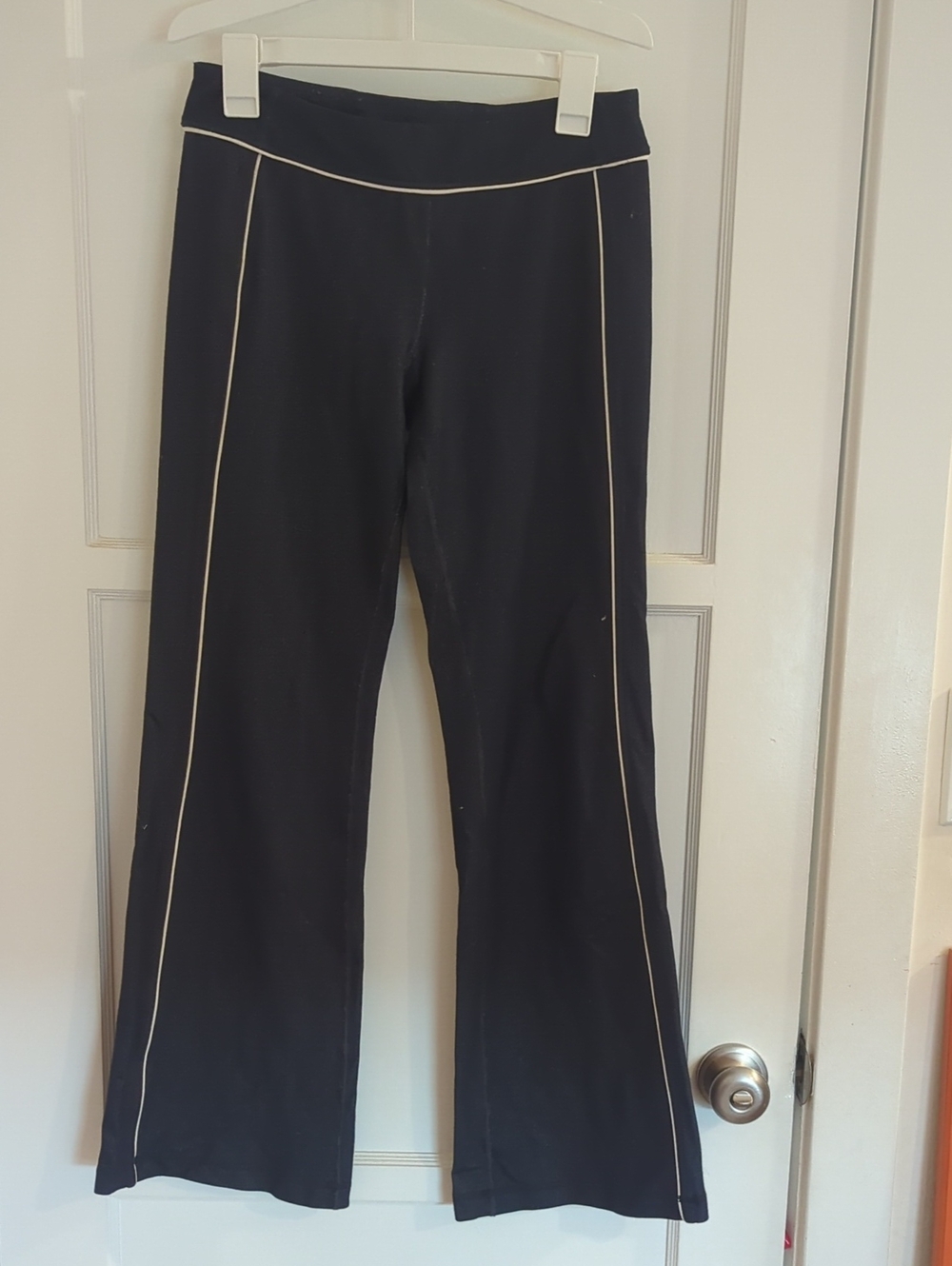 lululemon athletica Black Flare Pants with White Piping